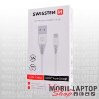 Adatkábel Huawei USB Type-C ( 5A ) 1,5m fehér SuperCharge támogatással SWISSTEN