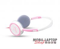 Astrum Fejhallgató mikrofonnal fehér - pink színben puha fülpárnával HS-221