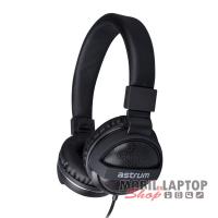 Astrum HS300 fekete 3,5mm univerzális fejhallgató, bőr fülpárnákkal, mikrofonnal, extra mély hangzás