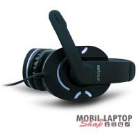 Astrum HS790 sztereó fekete gaming / gamer fejhallgató állítható mikrofonnal, beépített LED lámpákal