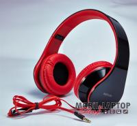 Astrum RAGA BLAST bőr fejhallgató, mikrofonnal fekete - piros színben HS310 / HS-333