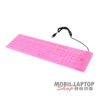Billentyűzet USB hajlítható gumi rózsaszín