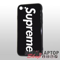 Kemény hátlap Apple iPhone 7 / 8 / SE 2020 ( 4,7" ) fekete üveges Supreme felirat