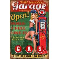 PF Garage open 20x30 cm-es retro dekor fémtábla