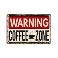 PF Warning Coffee Zone 20x30 cm-es retro dekor fémtábla