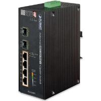 PLANET IGS-624HPT DIN sínre szerelhető 4port GbE LAN 2xSFP nem menedzselhető ipari PoE switch
