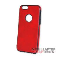 Szilikon tok Apple iPhone 6 / 6S Kevin piros bőr fekete kerettel
