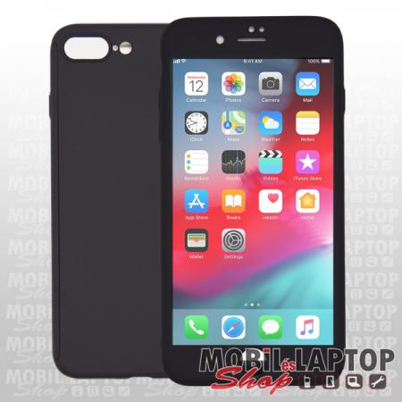 Szilikon tok Apple iPhone 7 Plus / 8 Plus 5,5" 2in1 üvegfóliával fekete (elő + hátoldal)
